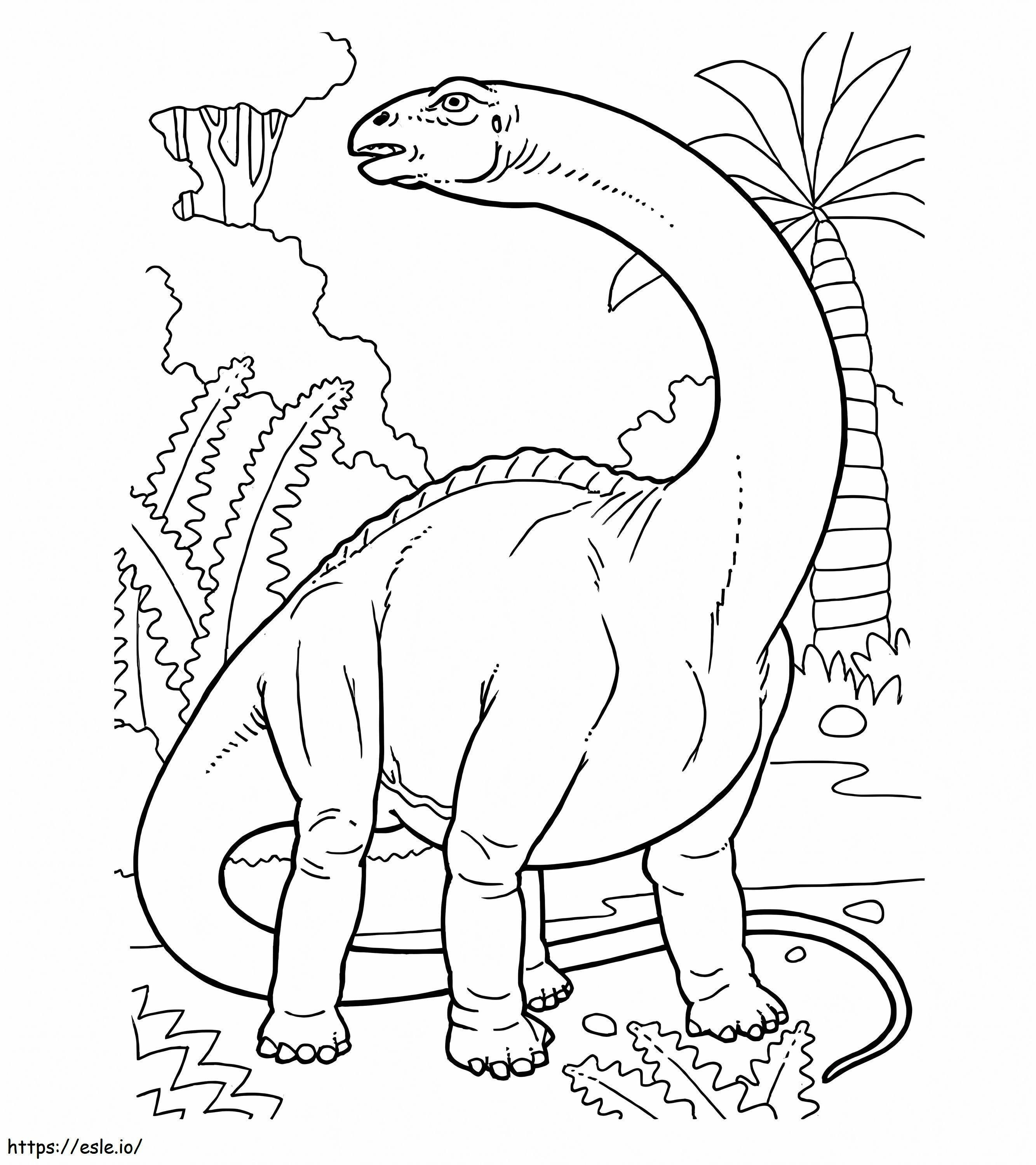 Coloriage Brontosaure dans la jungle à imprimer dessin