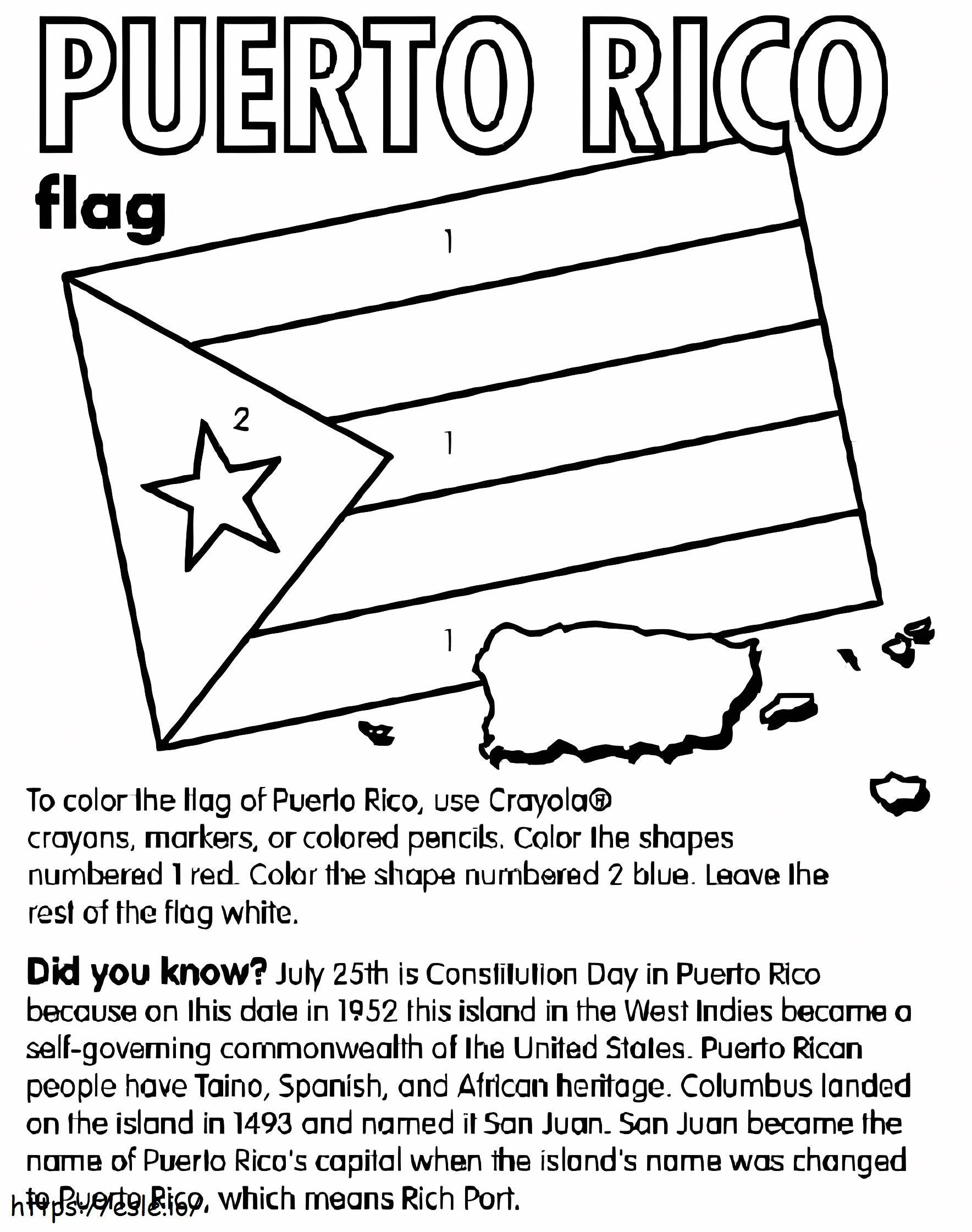 Bandiera e mappa di Porto Rico da colorare