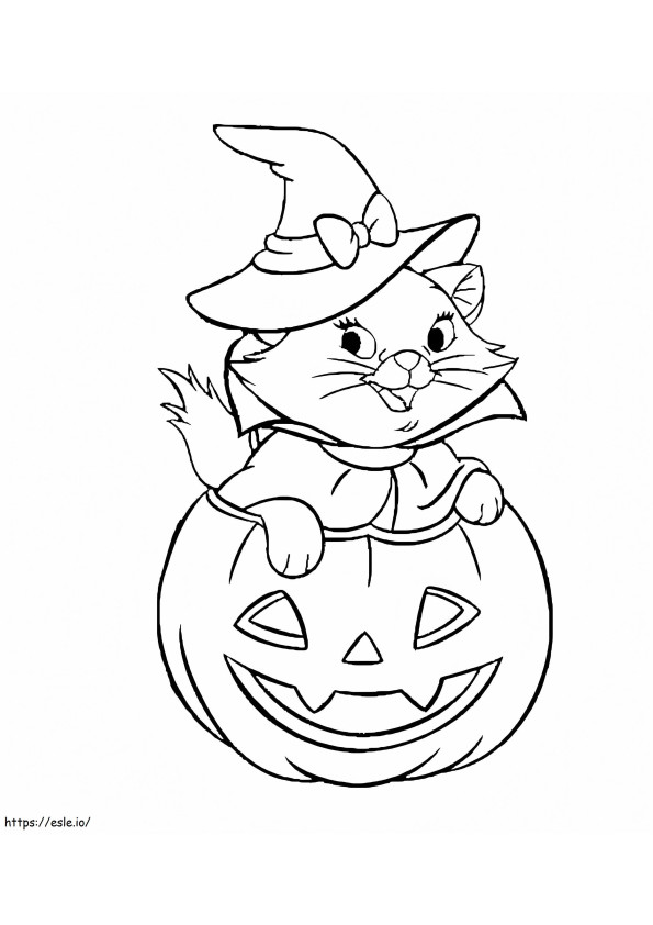 Marie Cat Halloweenina värityskuva