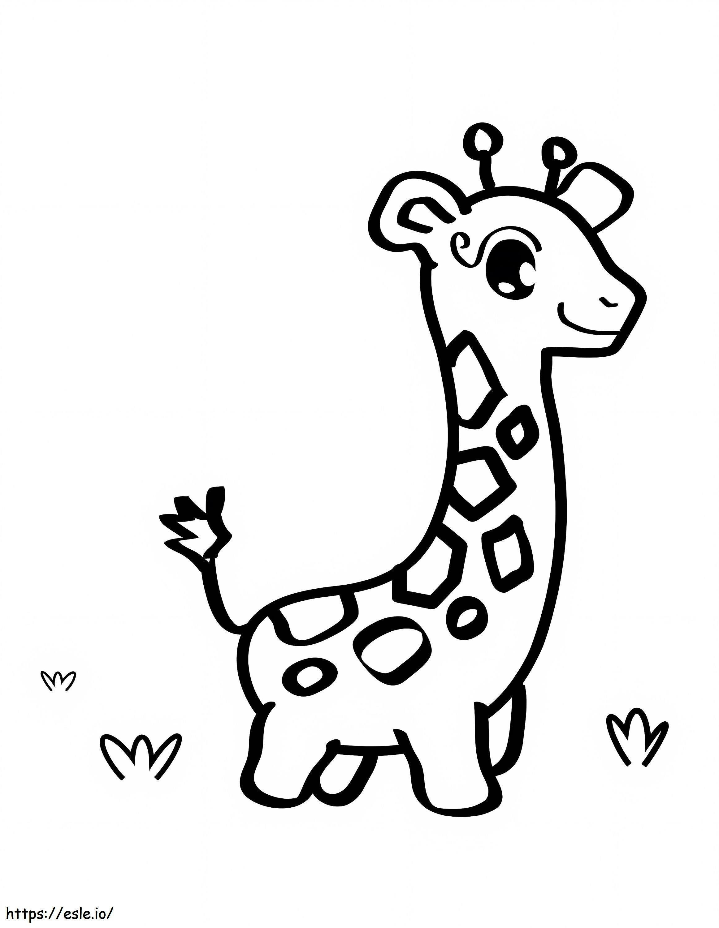Coloriage Girafe mignonne pour les enfants de 1 an à imprimer dessin