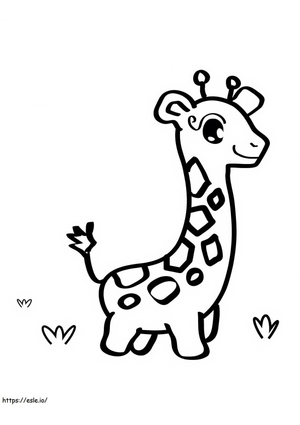 Söpö kirahvi 1-vuotiaille lapsille värityskuva