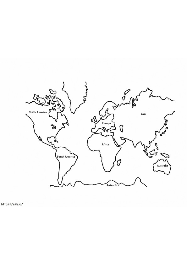 World Map For Children To Color coloring page