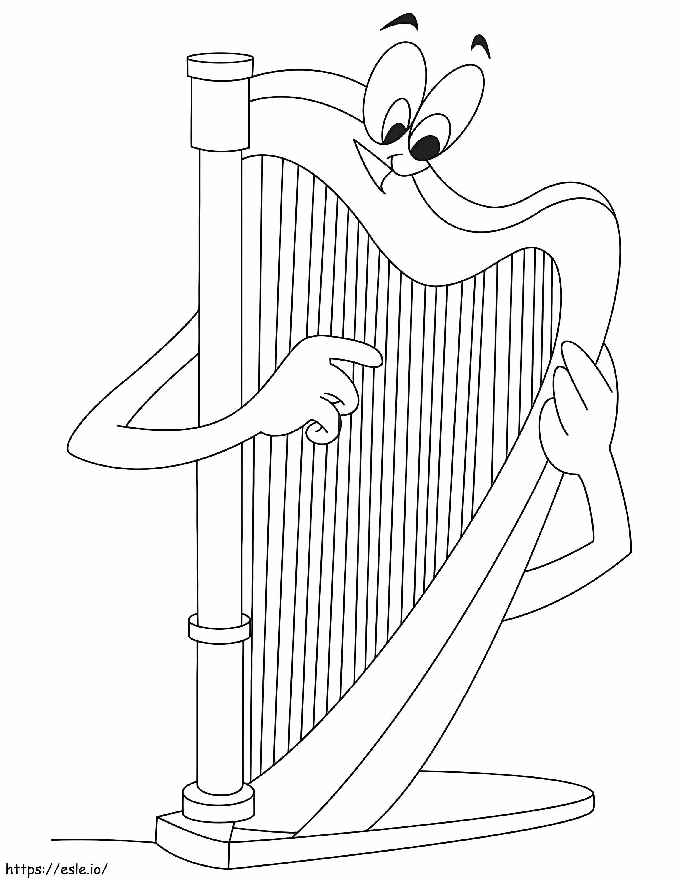 Cartoon Harp coloring page