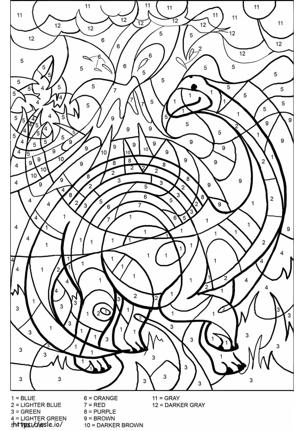 Giant Dinosaur Color By Number coloring page