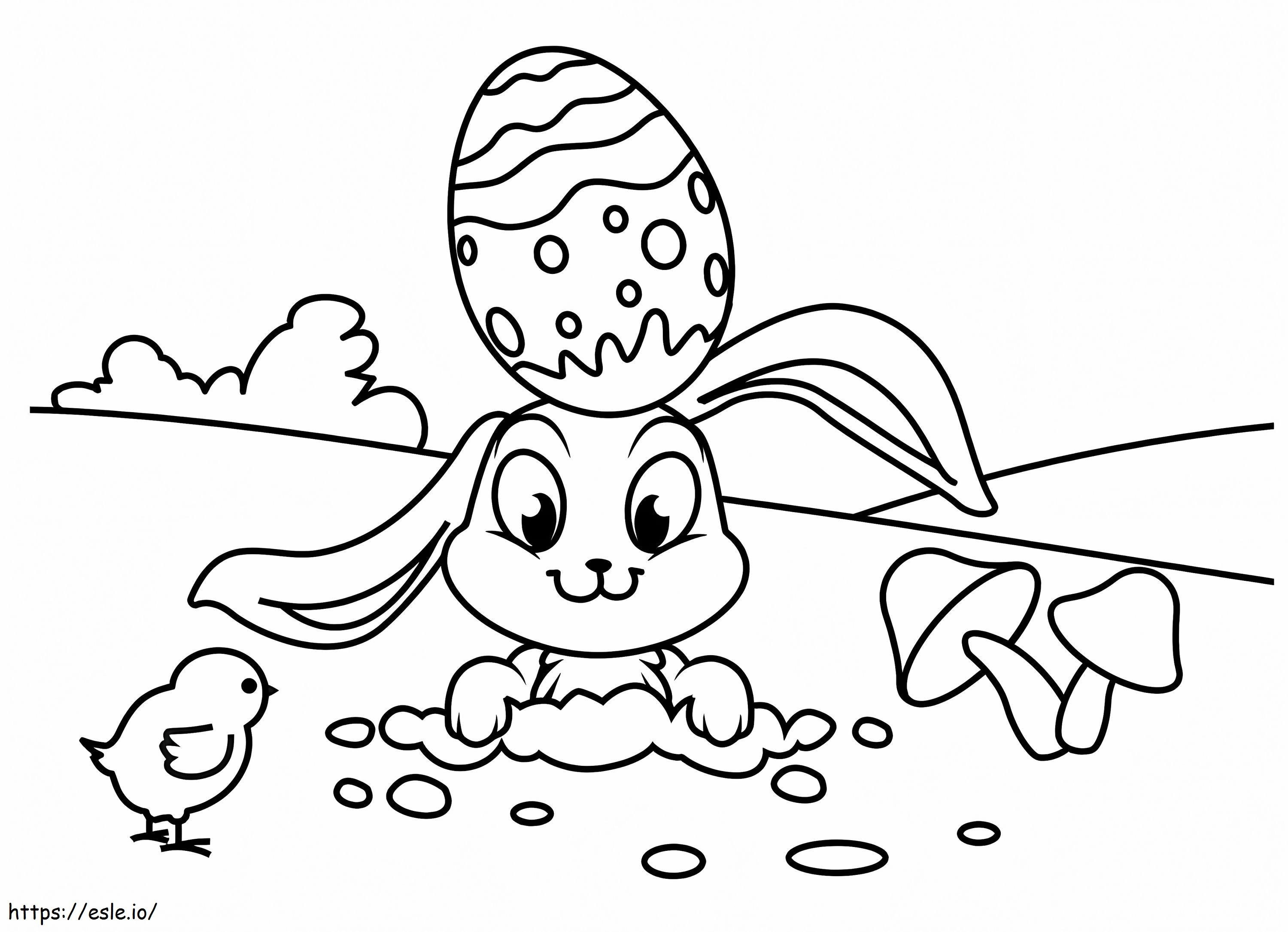Easter Rabbit And Chick coloring page