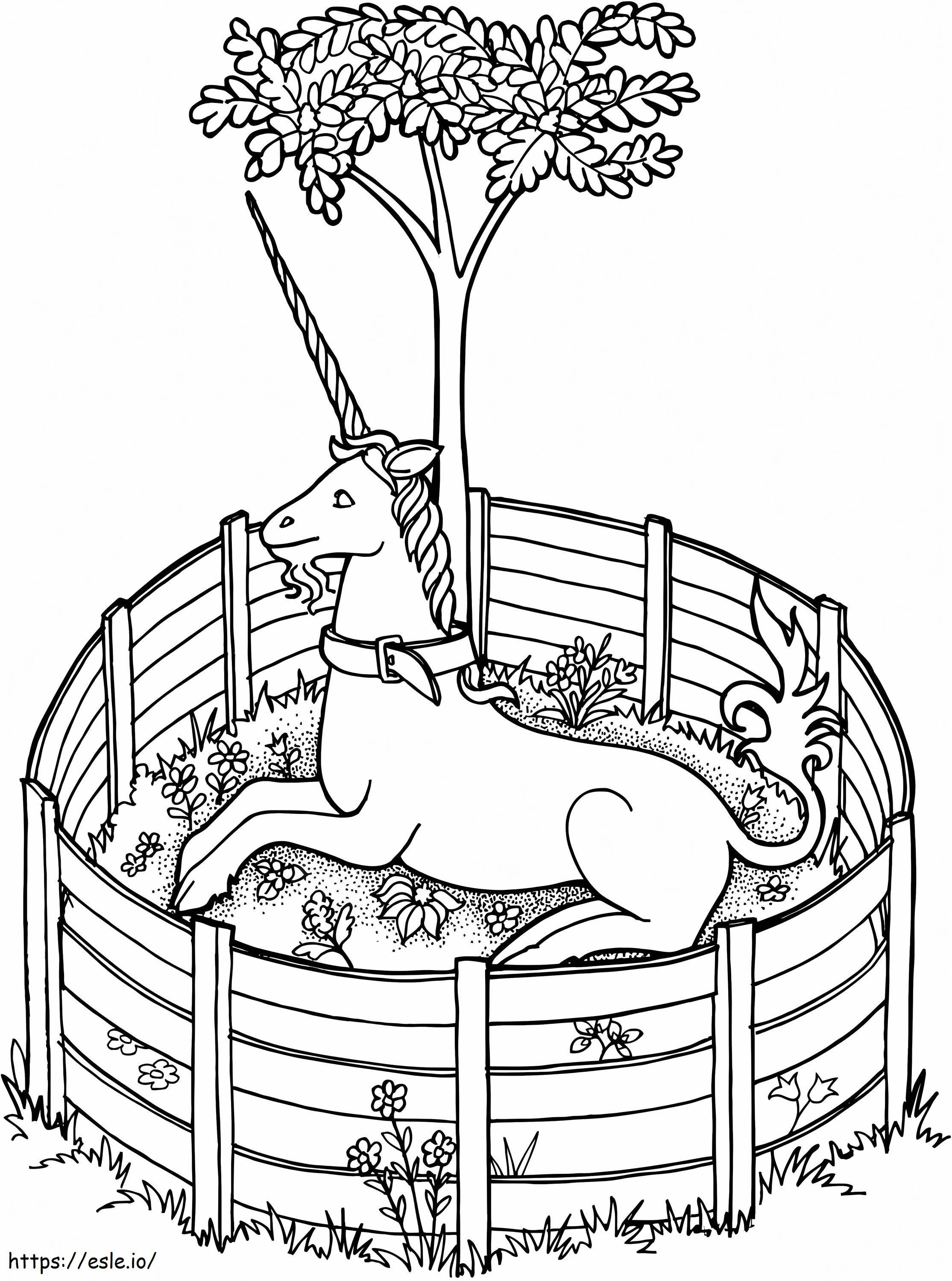 1563757418 Unicorn In Cage A4 coloring page