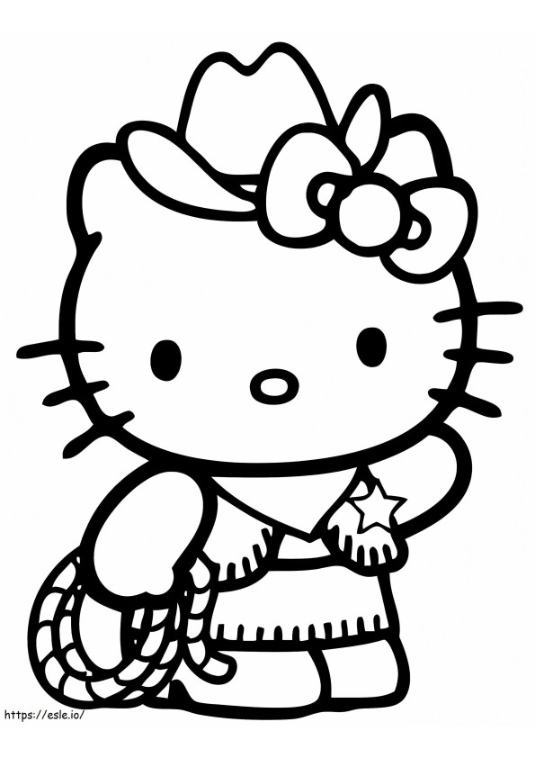 Hello Kitty Cowgirl coloring page