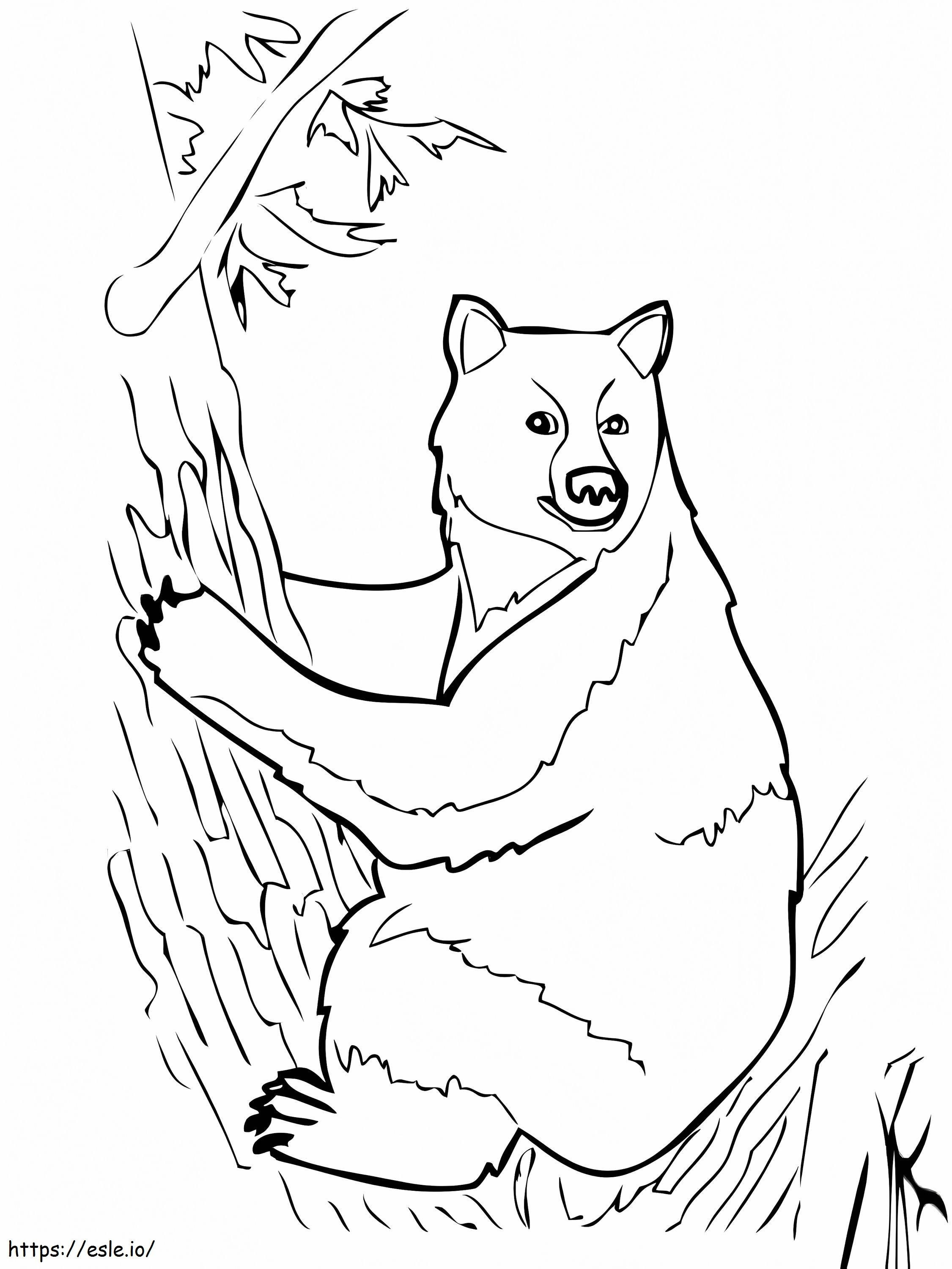 Urso Preto Na Árvore para colorir