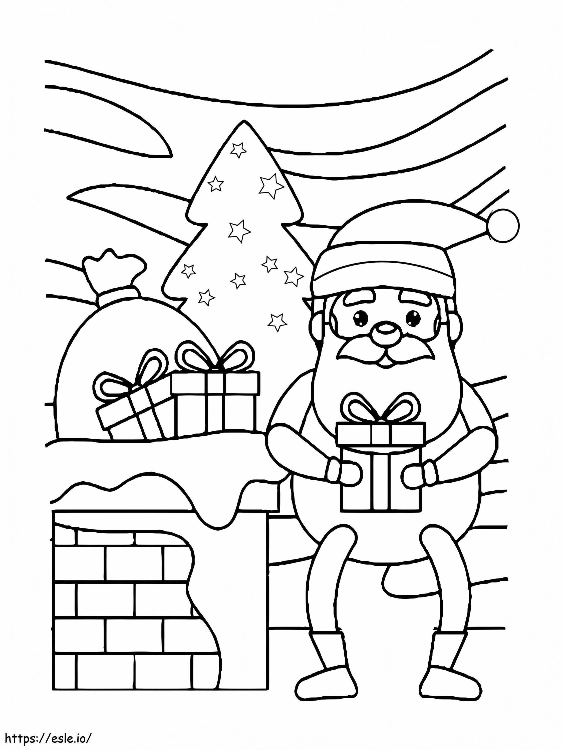 Papai Noel com presentes para colorir