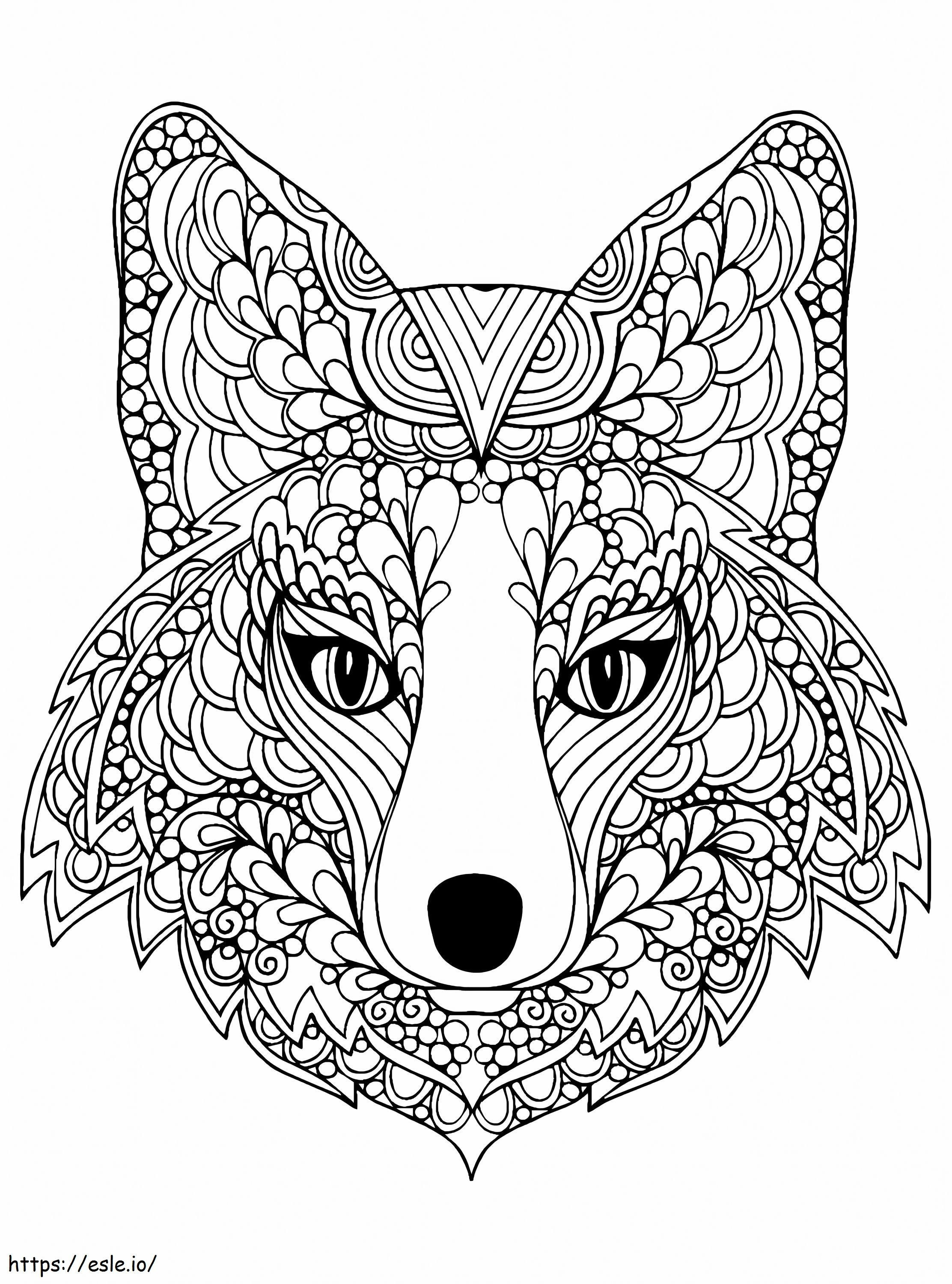 Fox hoofd Mandala kleurplaat kleurplaat