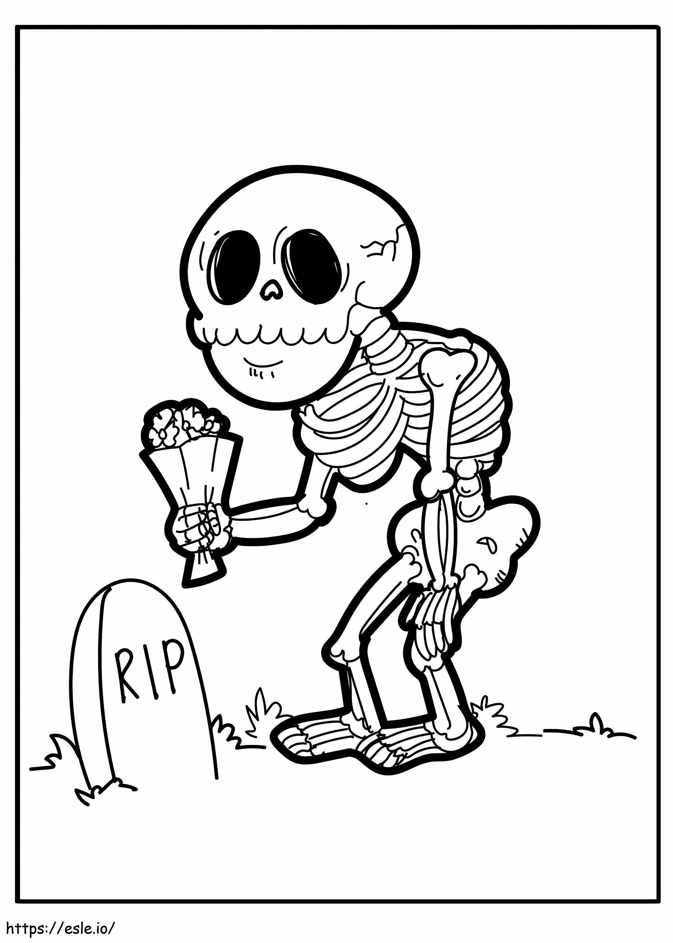 Buchet de schelet cu piatră funerară de colorat