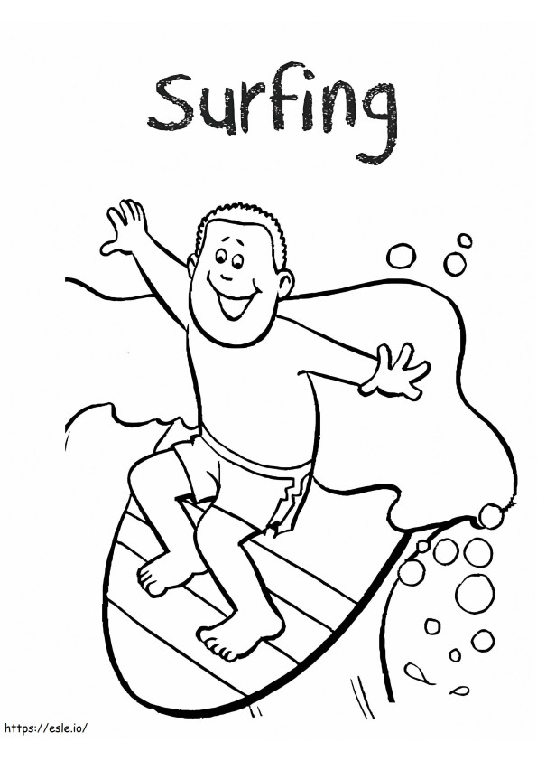 サーフィンをする少年 ぬりえ - 塗り絵