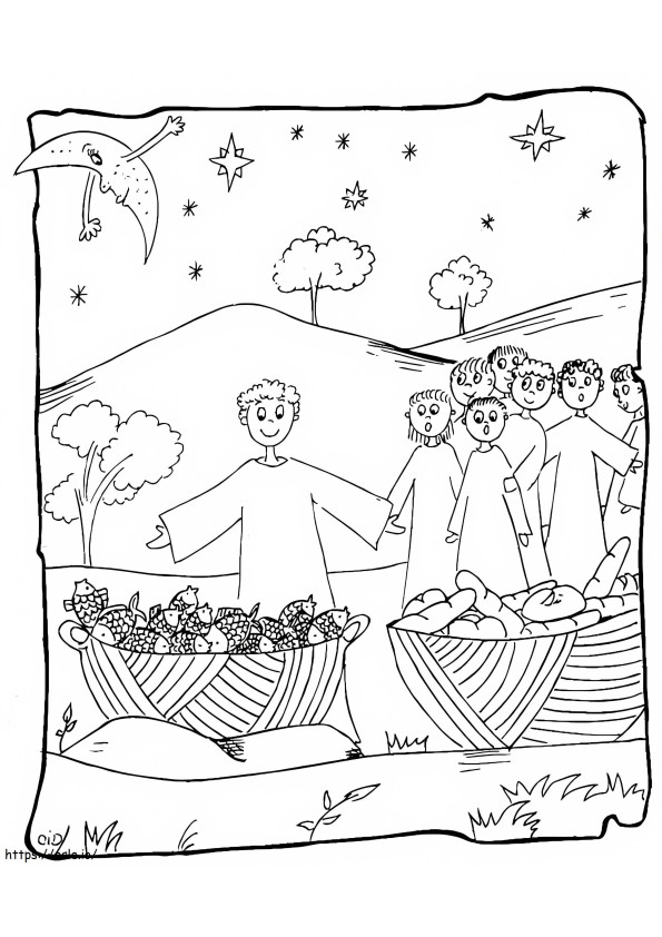 Feeds 5000 coloring page
