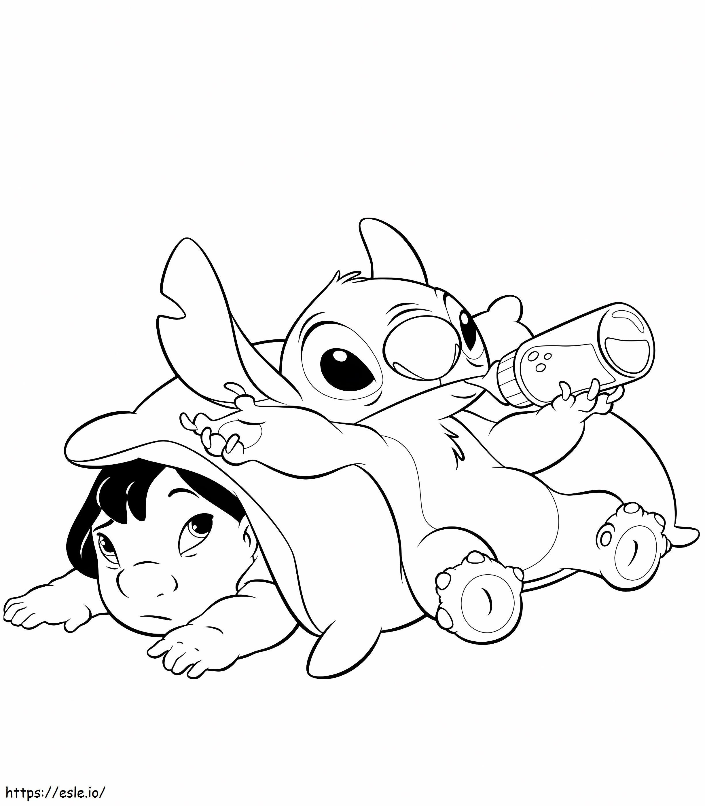 1559978960 Stitch On Lilo A4 coloring page