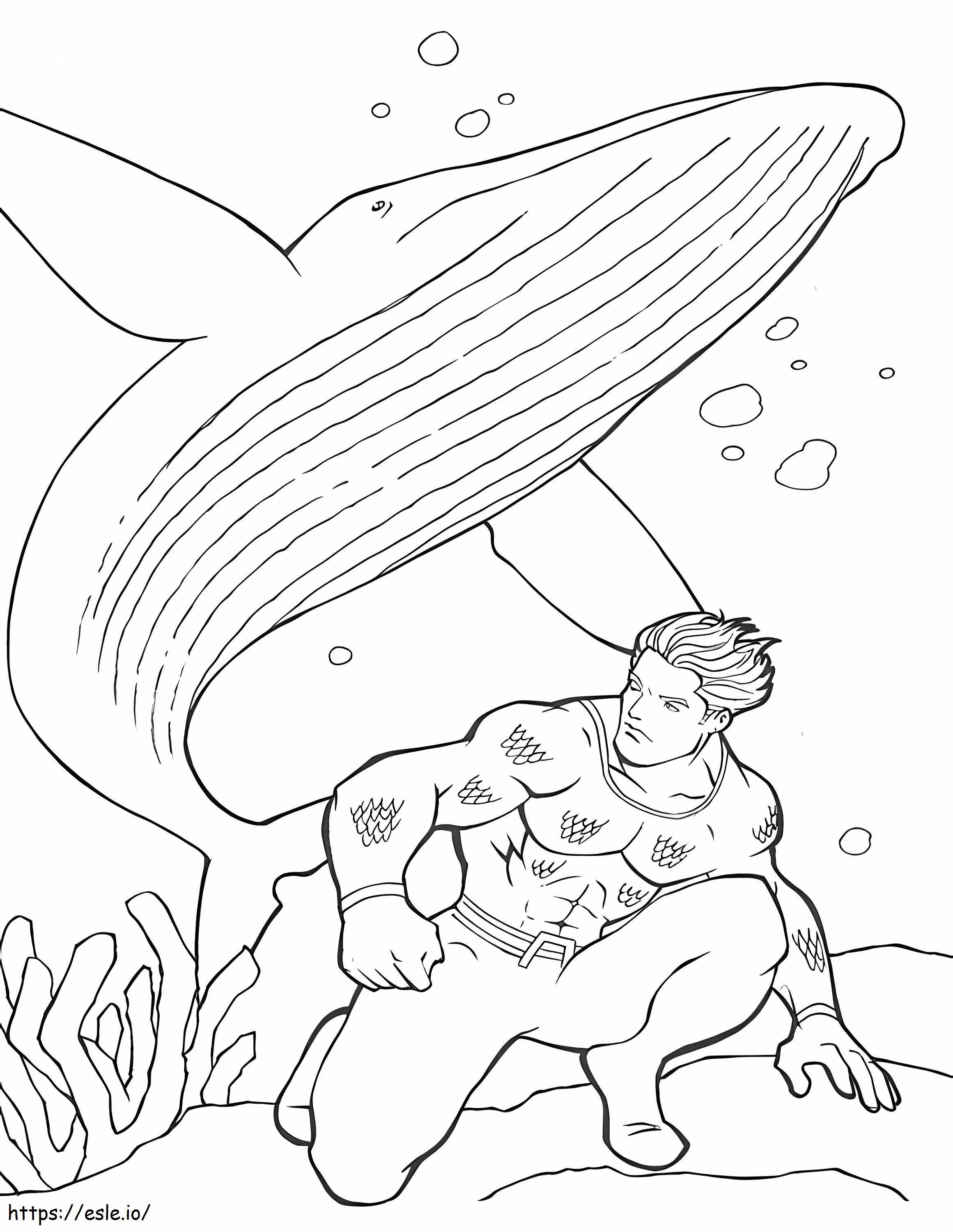 Aquaman y la ballena para colorear