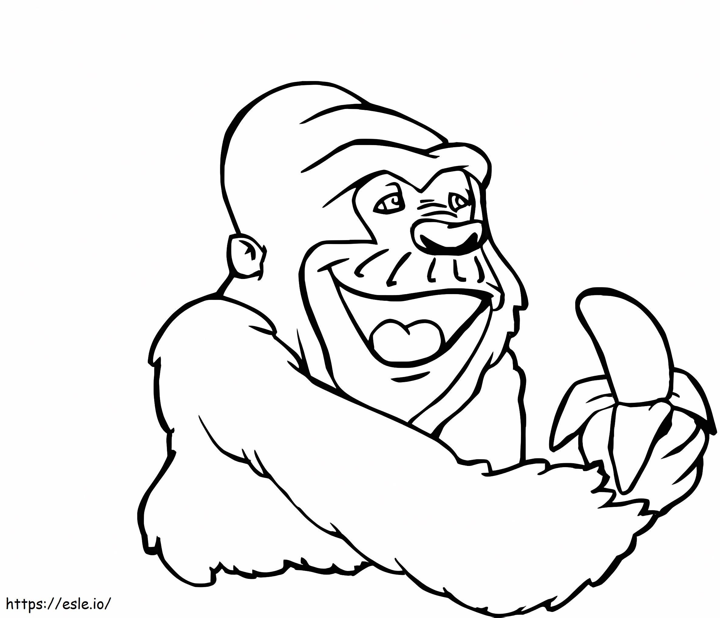 Gorila sosteniendo plátano para colorear