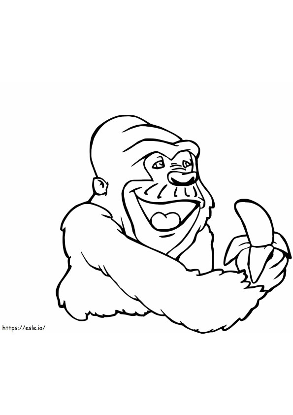 Gorilla pitelee banaania värityskuva