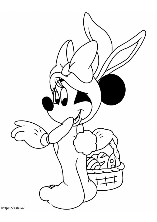 Pasen Minnie Mouse kleurplaat