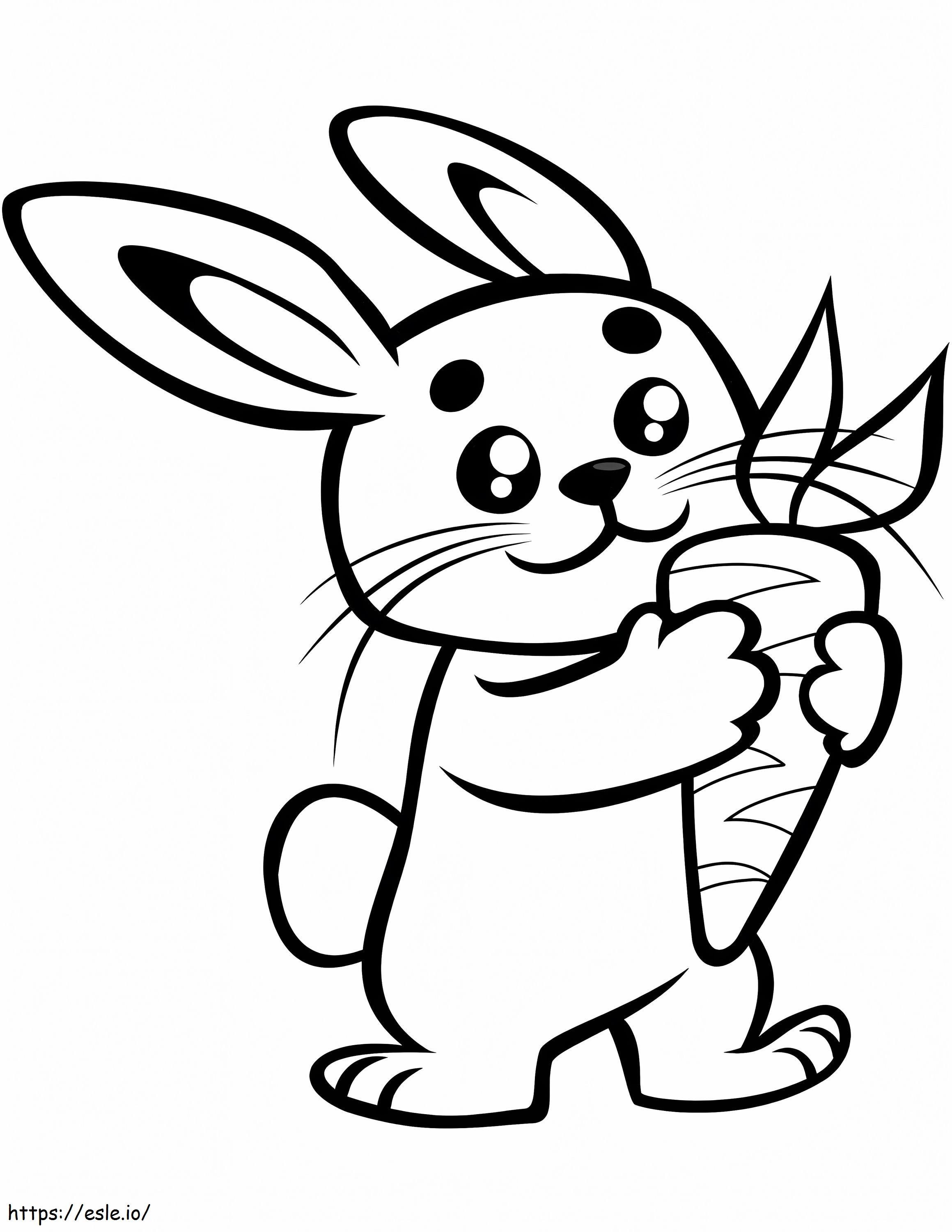 Cute Bunny With A Carrot Cartoon Style coloring page