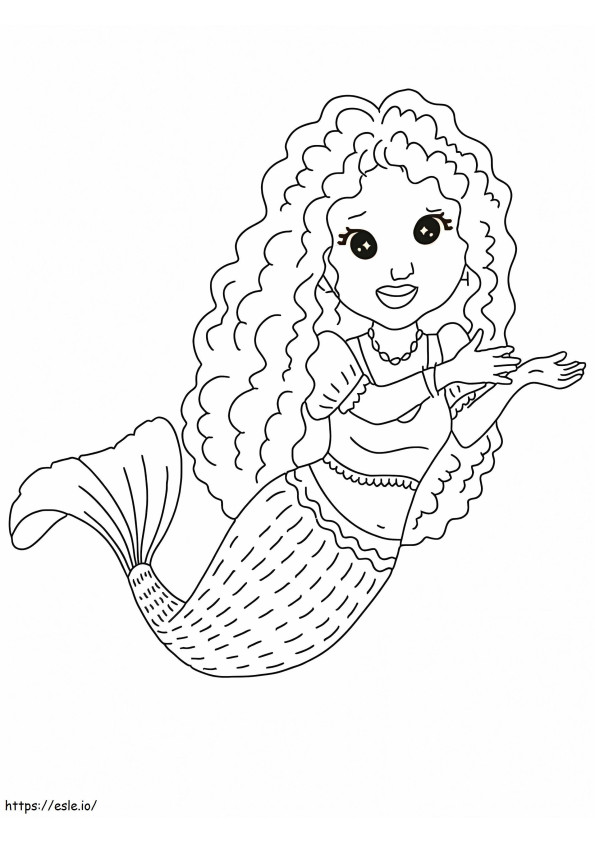 Meerjungfrau mit lockigem Haar ausmalbilder