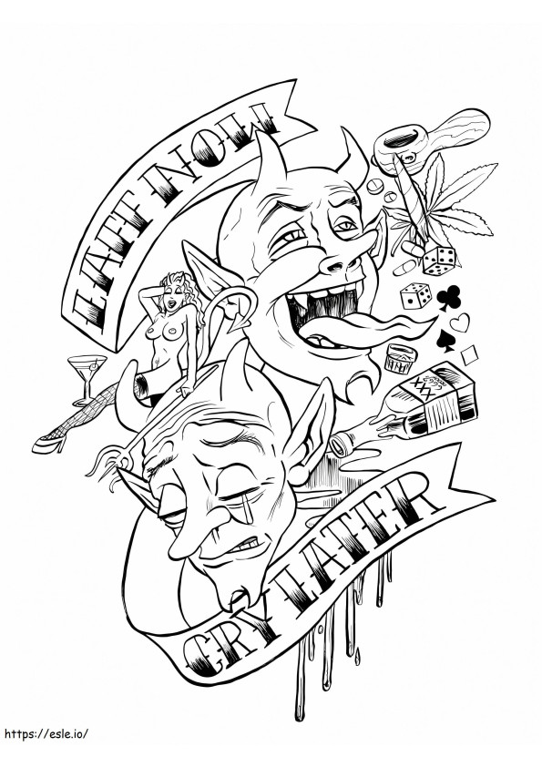 Two Elves Tattoo coloring page