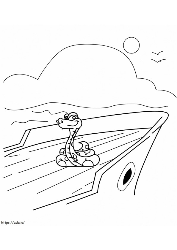Coloriage Serpent sur un bateau à imprimer dessin