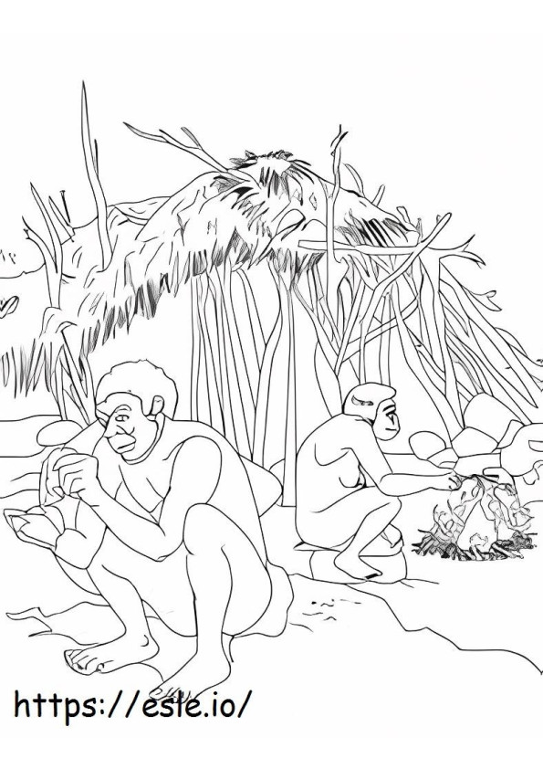 二石器時代の男性 ぬりえ - 塗り絵