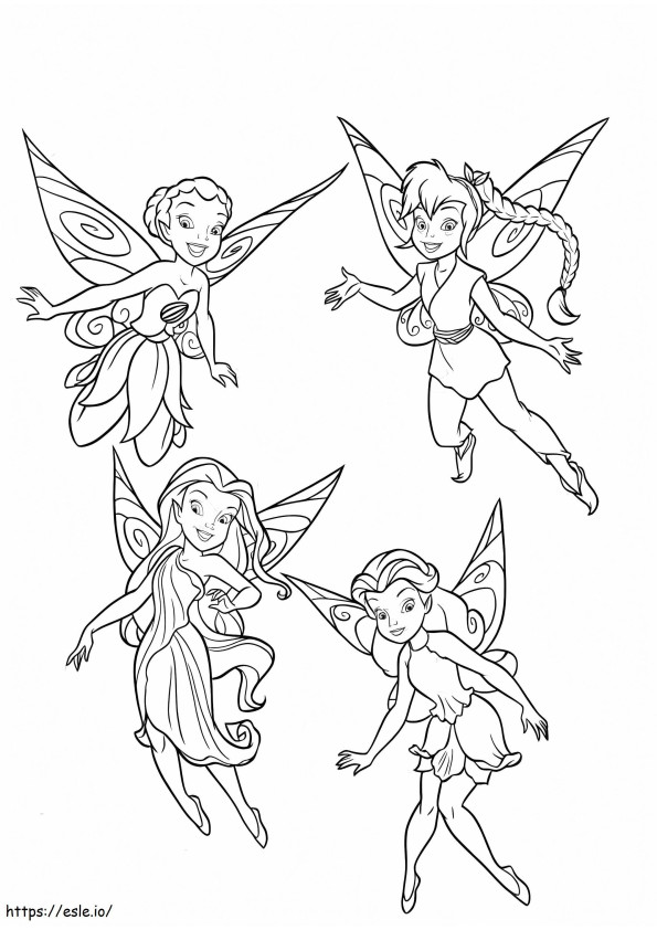 Four Fairies coloring page