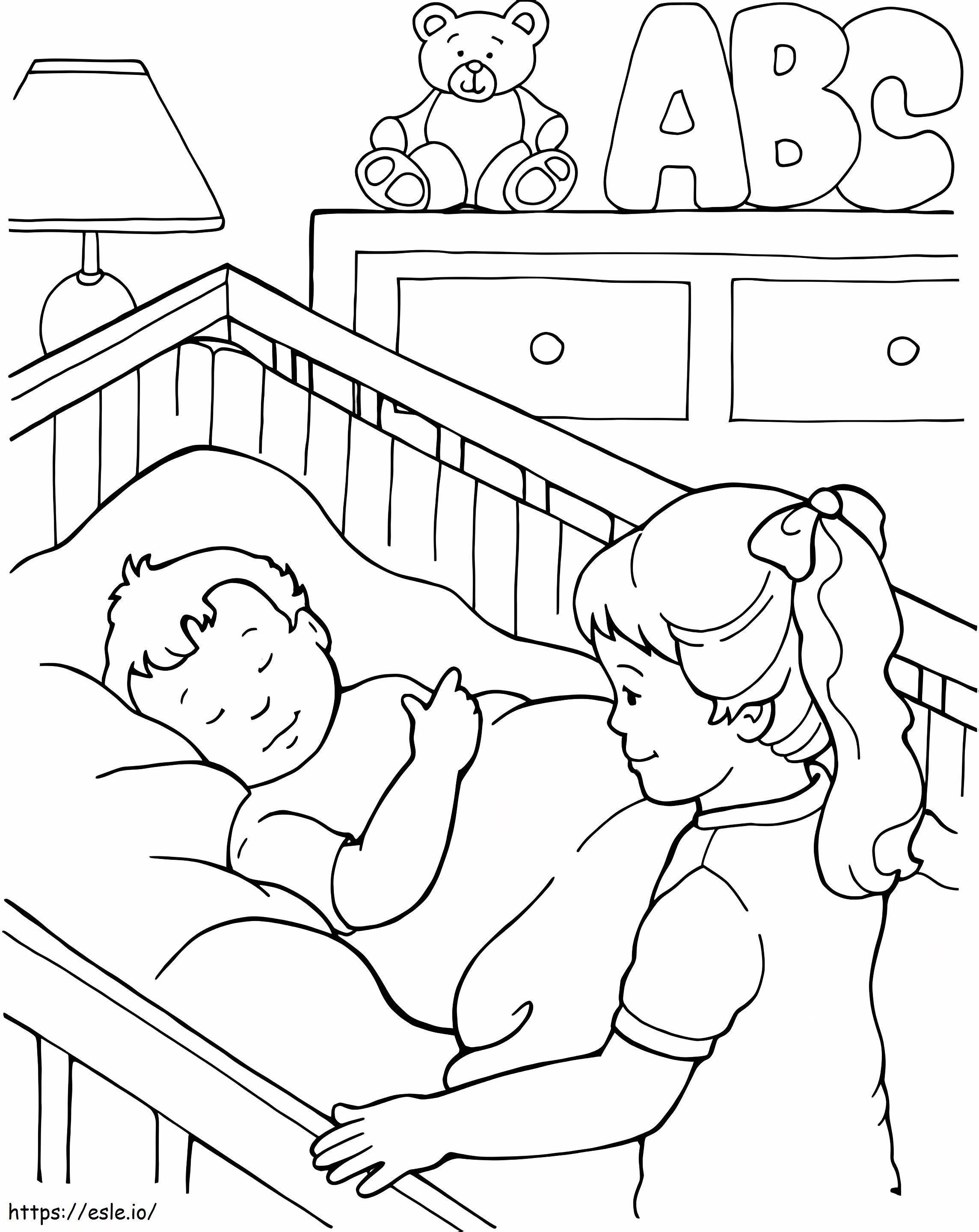 Bayi Laki-Laki Lucu Sedang Tidur Gambar Mewarnai