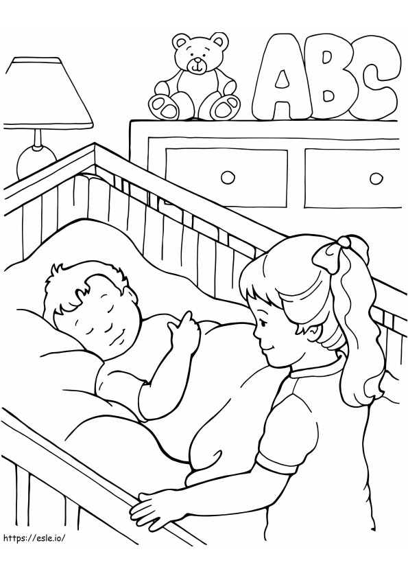 Cute Baby Boy Sleeping coloring page