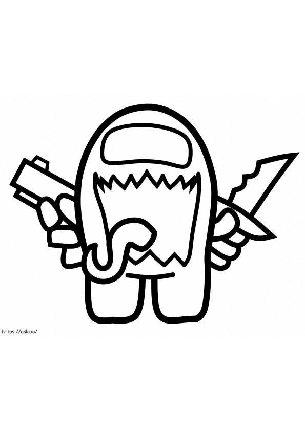 Impostor With Pistol And Knife coloring page