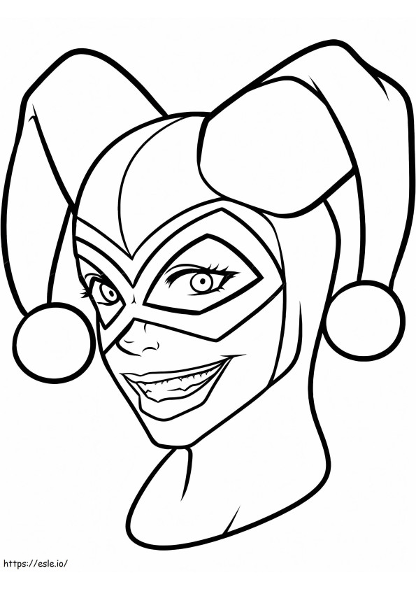 Cabeça divertida de Harley Quinn para colorir