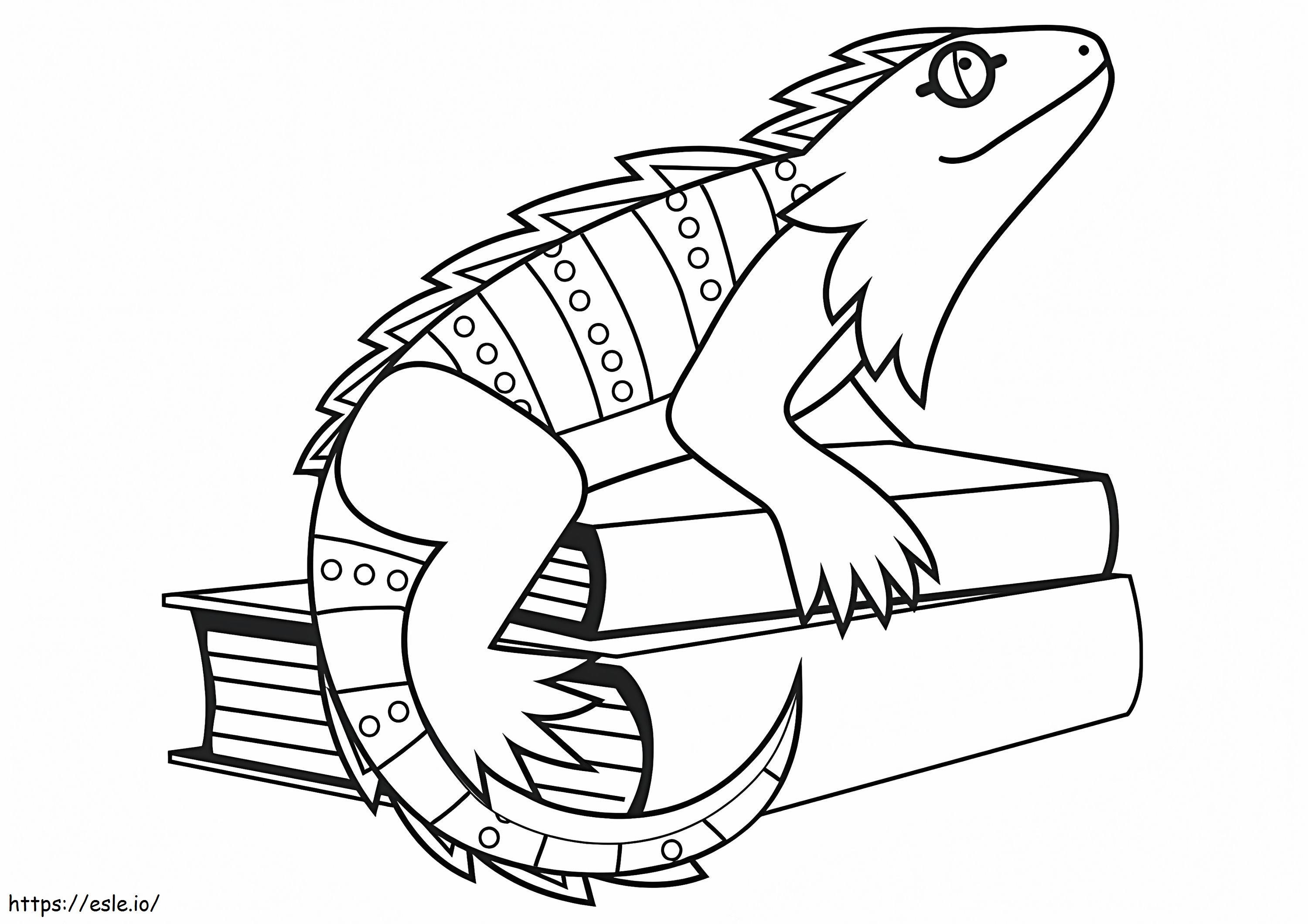 Iguana Sitting On A Book Coloring Page