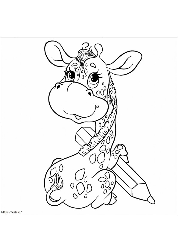 Cute Cartoon Giraffe With Pencil