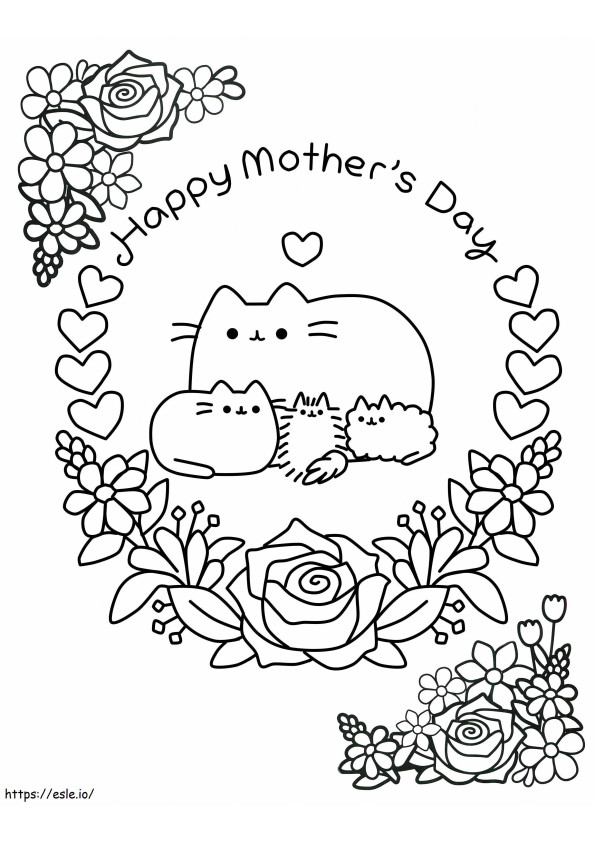 Pusheen Happy Mother'S Day Scaled coloring page