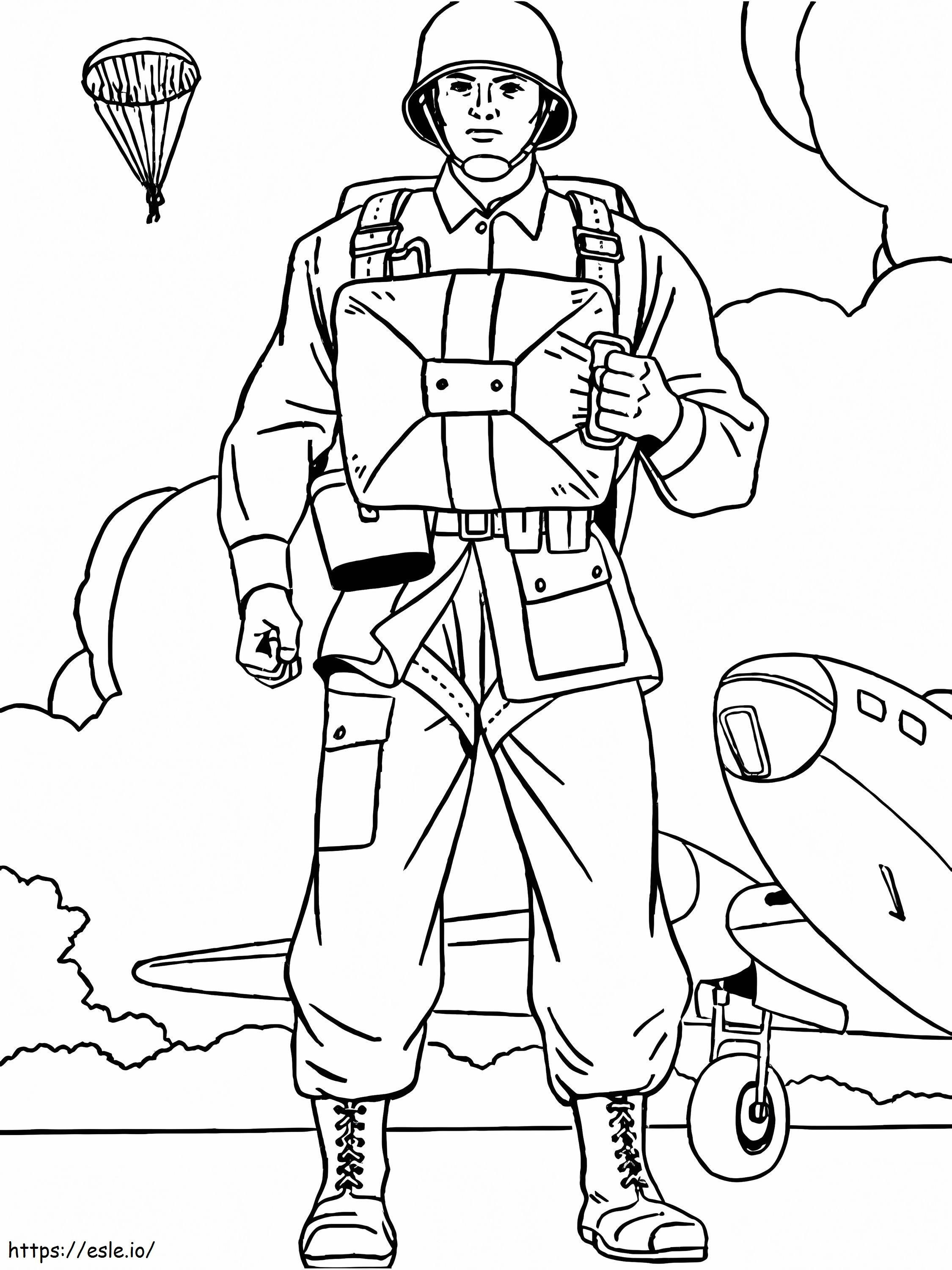 Soldato Con Il Pianeta E I Paracadutisti da colorare