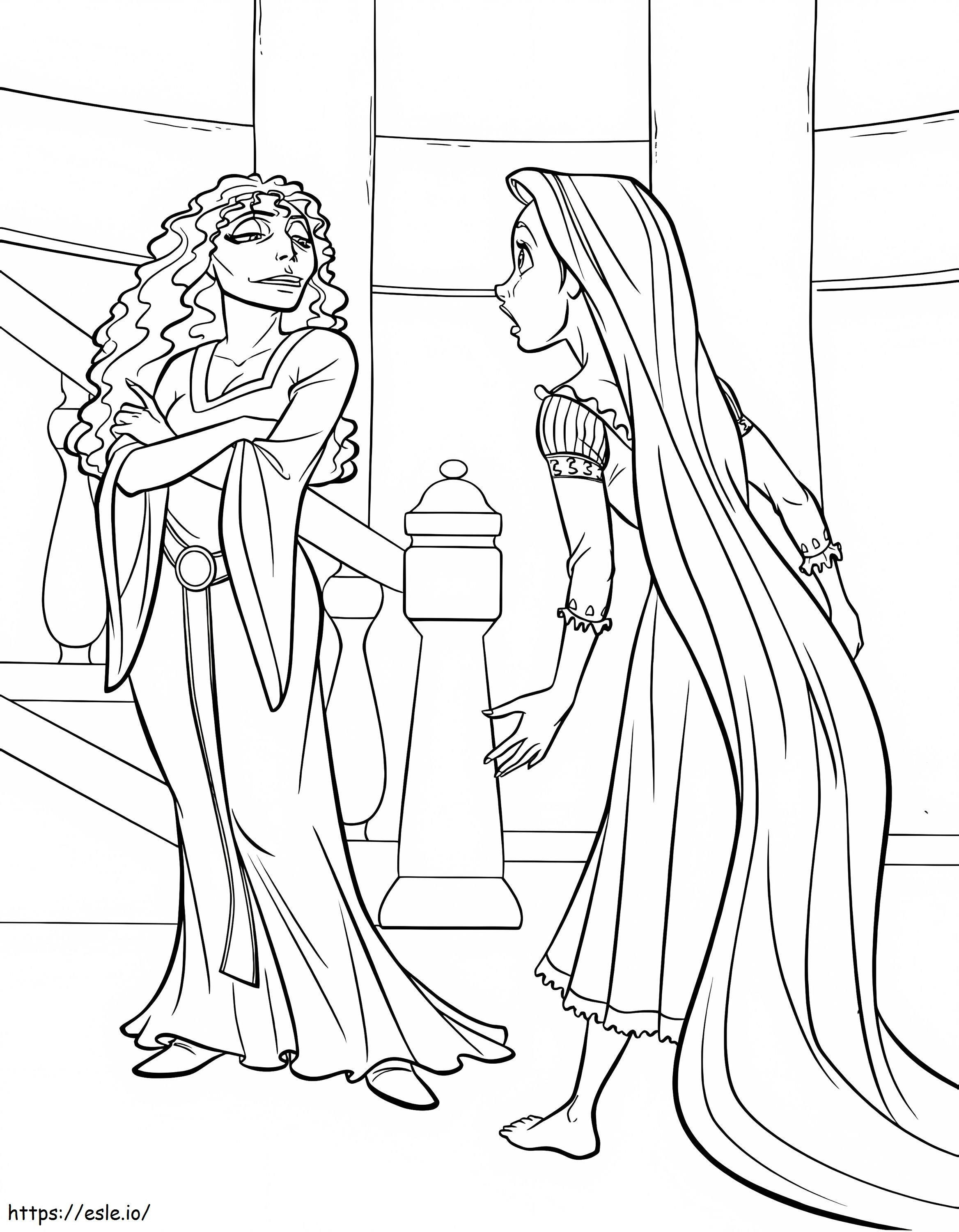 Rapunzel ja äiti Gothel värityskuva