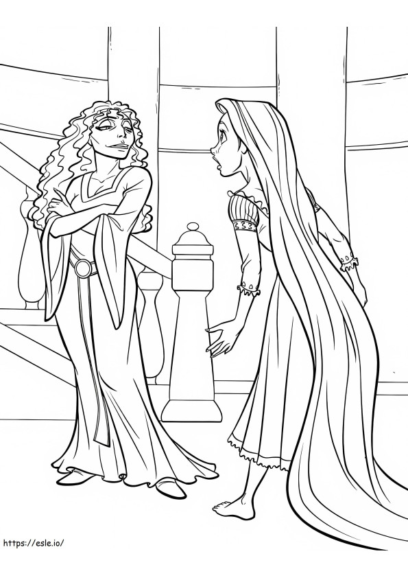 Rapunzel y madre Gothel para colorear