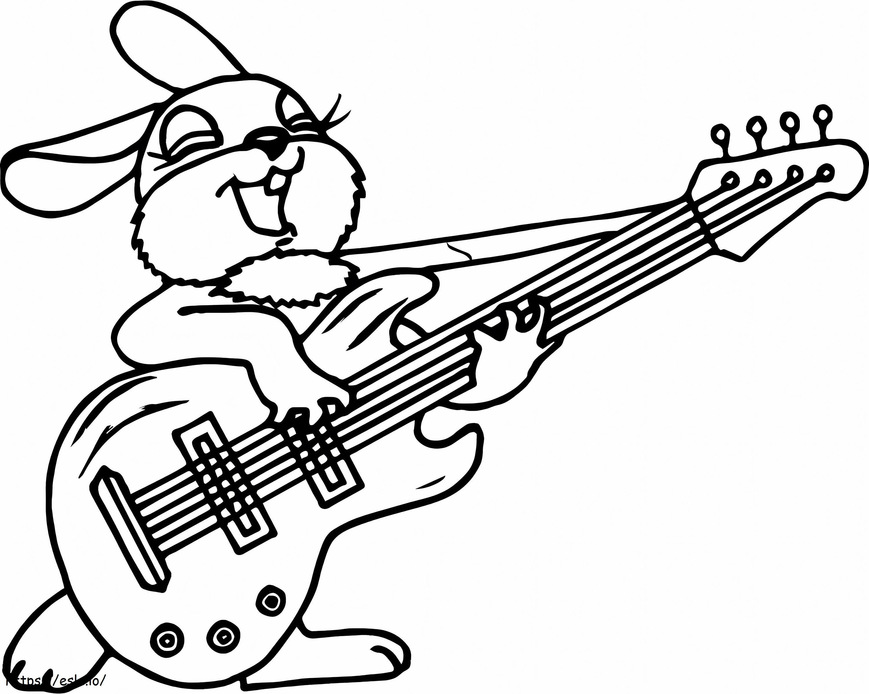 Coniglio che suona strumenti musicali da colorare