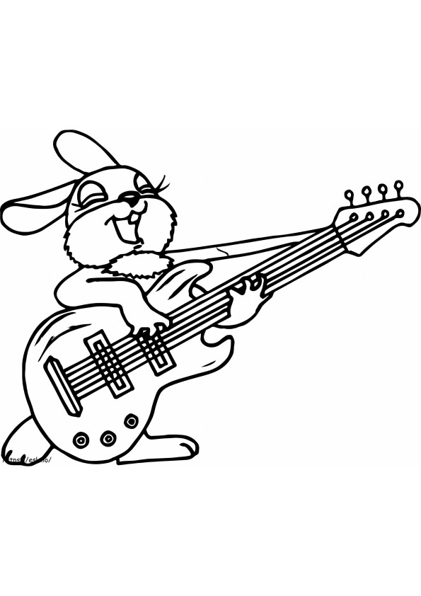 Conejo tocando instrumentos musicales para colorear