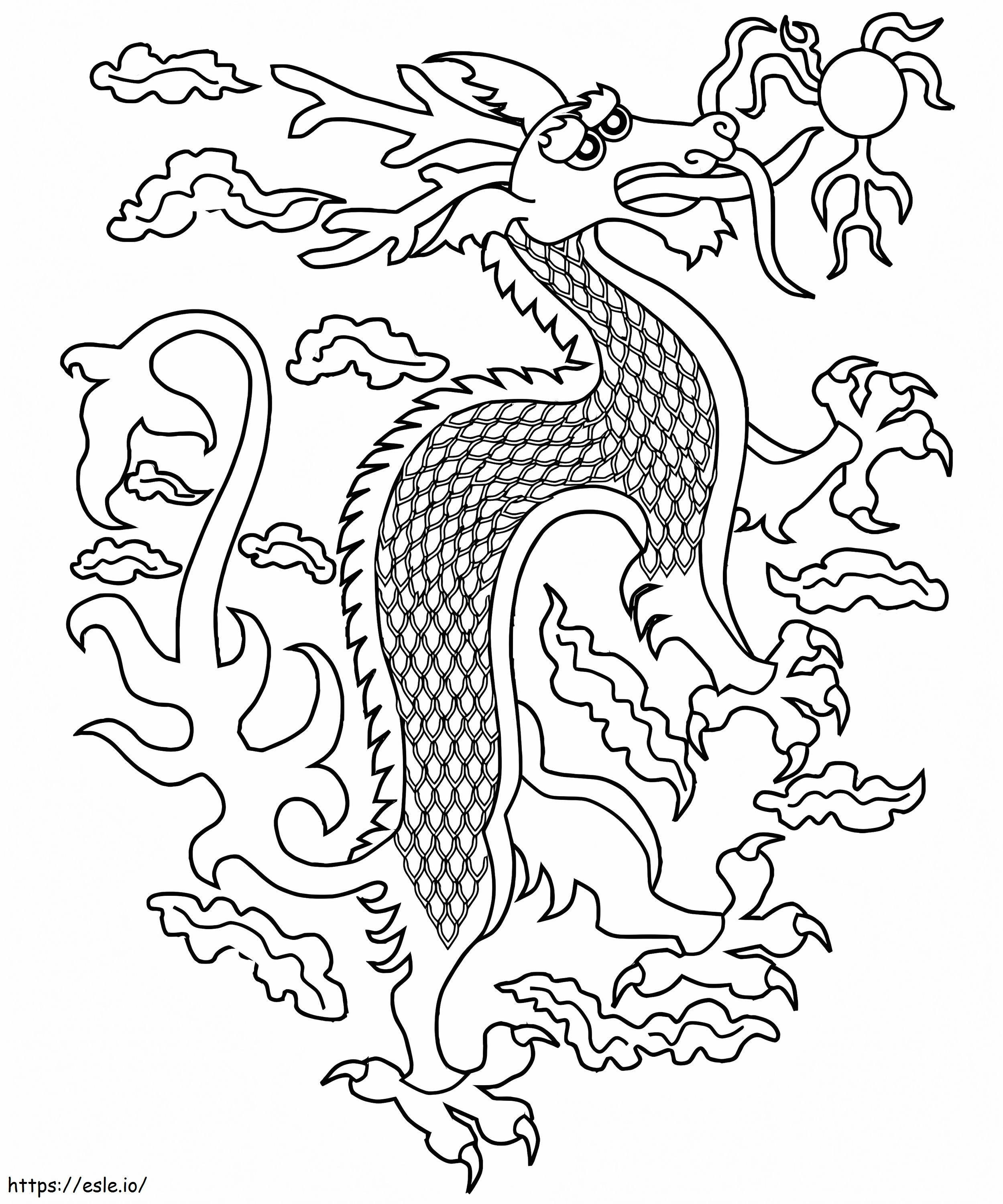 Trist dragon chinezesc de colorat