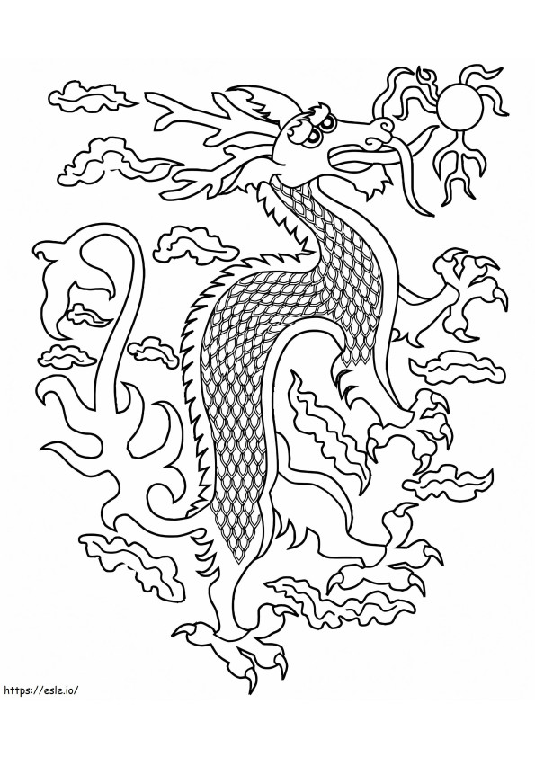 Trist dragon chinezesc de colorat