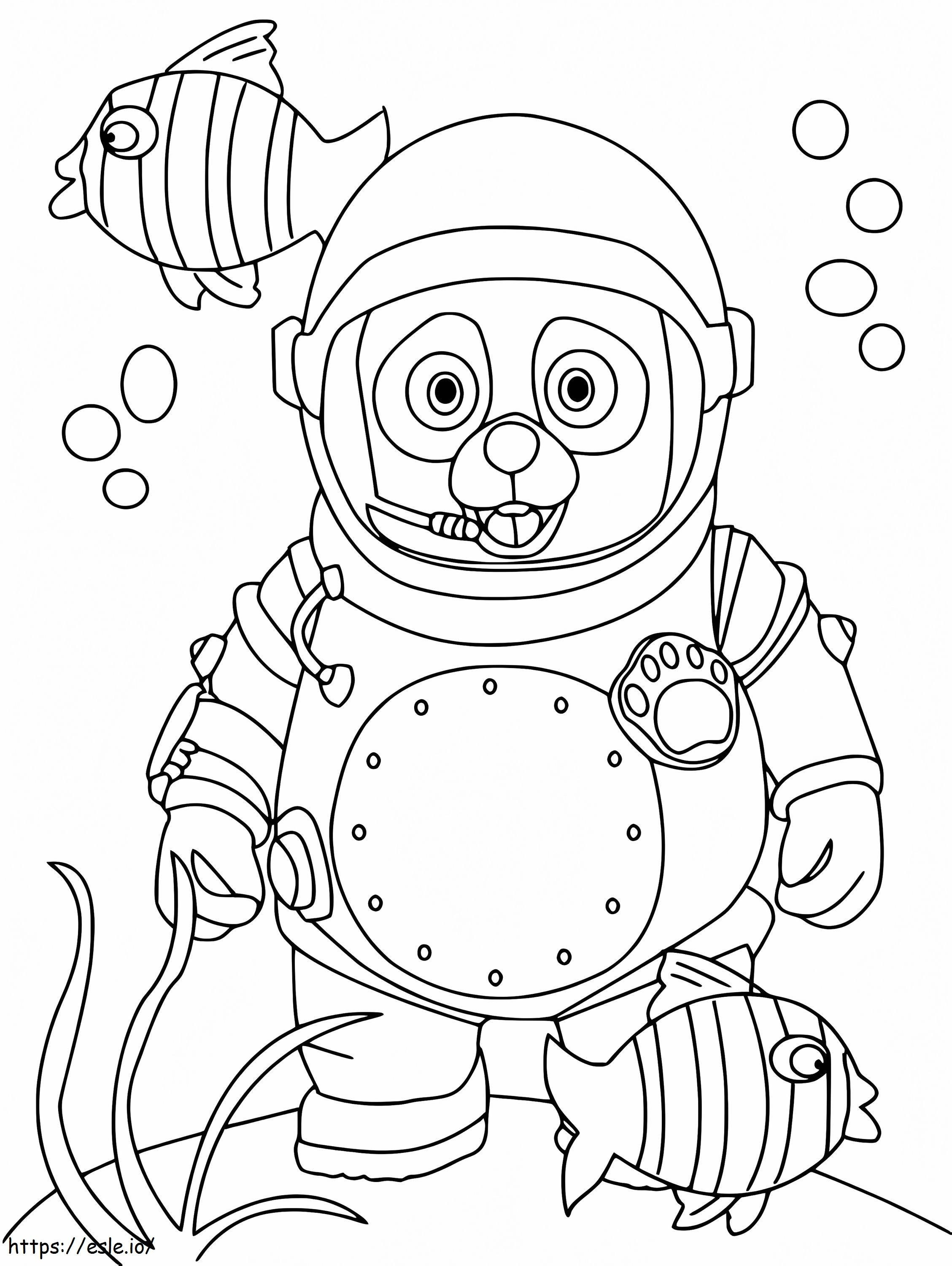 Agent Oso Diving coloring page