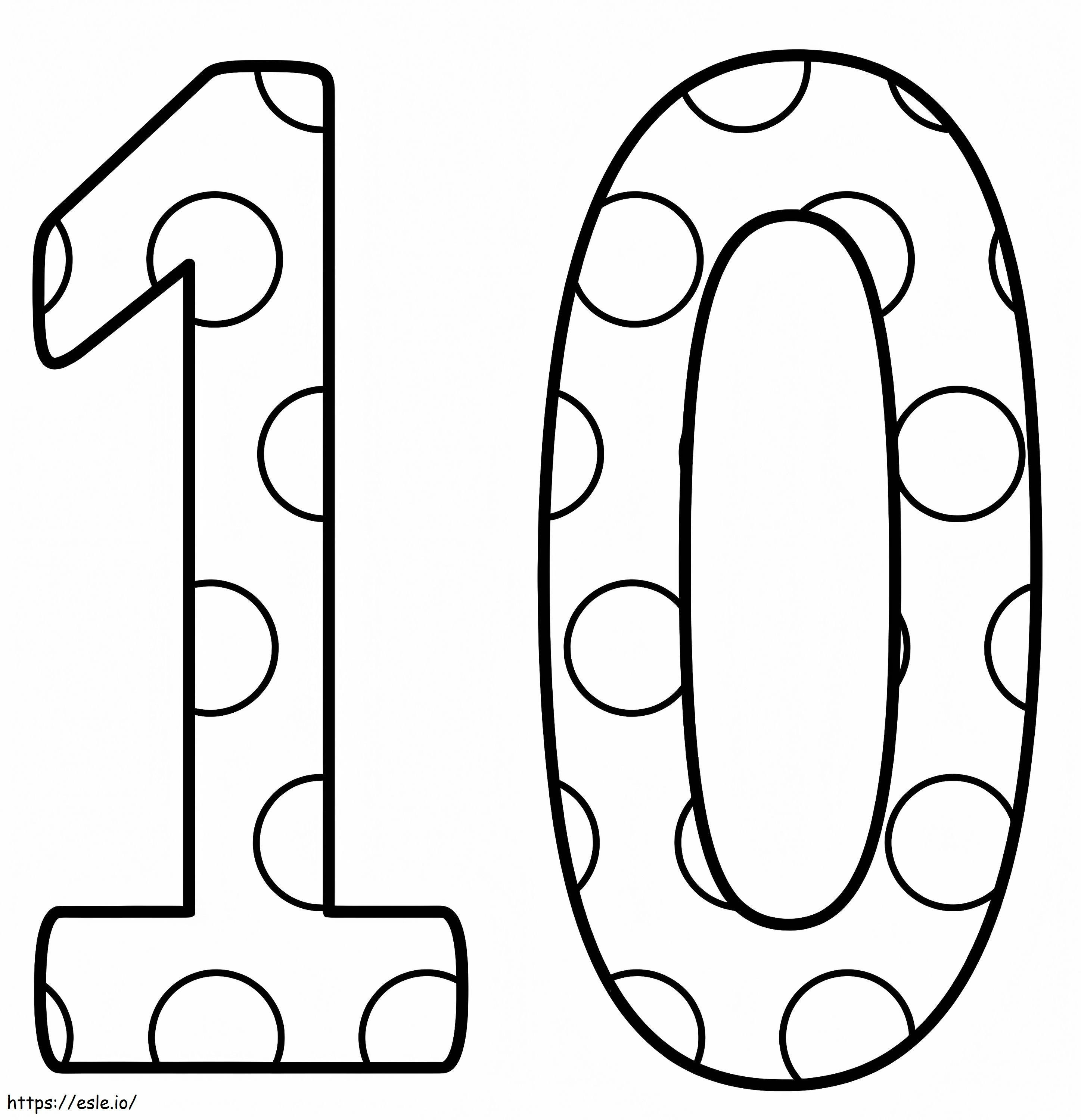 Free Printable Number 10 coloring page