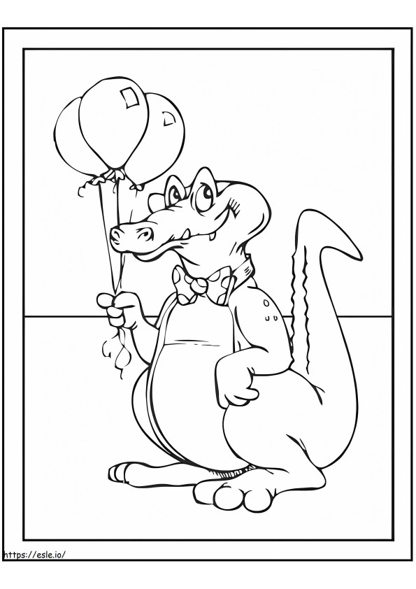 Krokodil met ballonnen kleurplaat