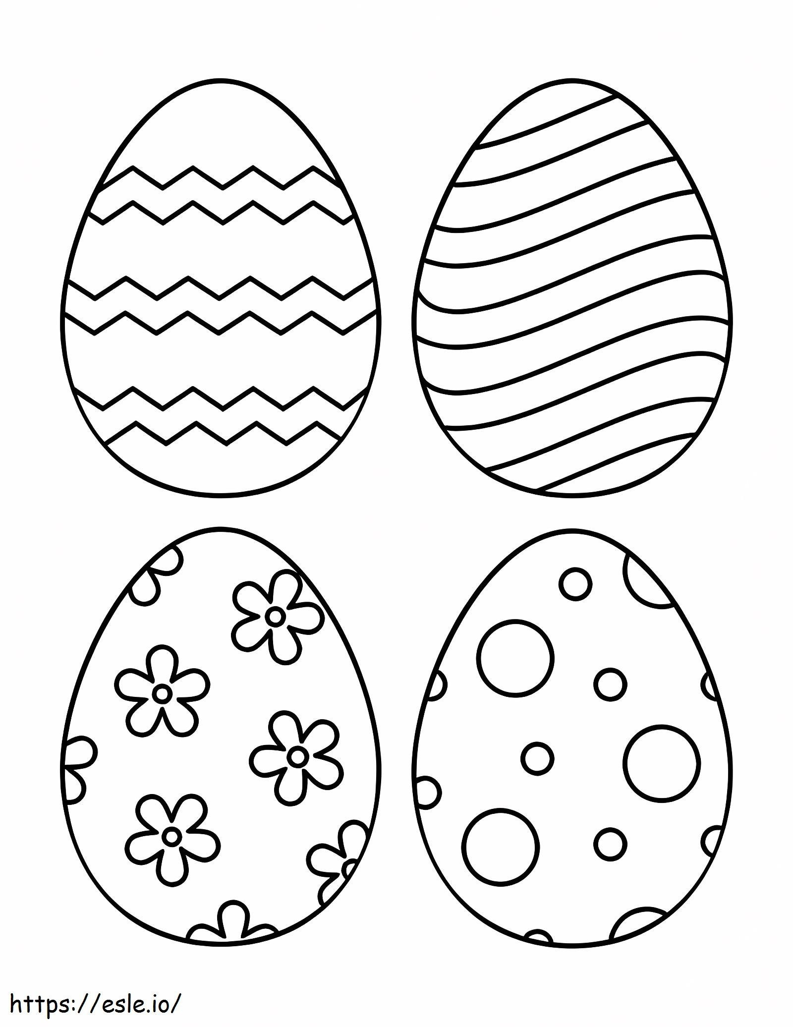Cuatro huevos de Pascua 1 para colorear
