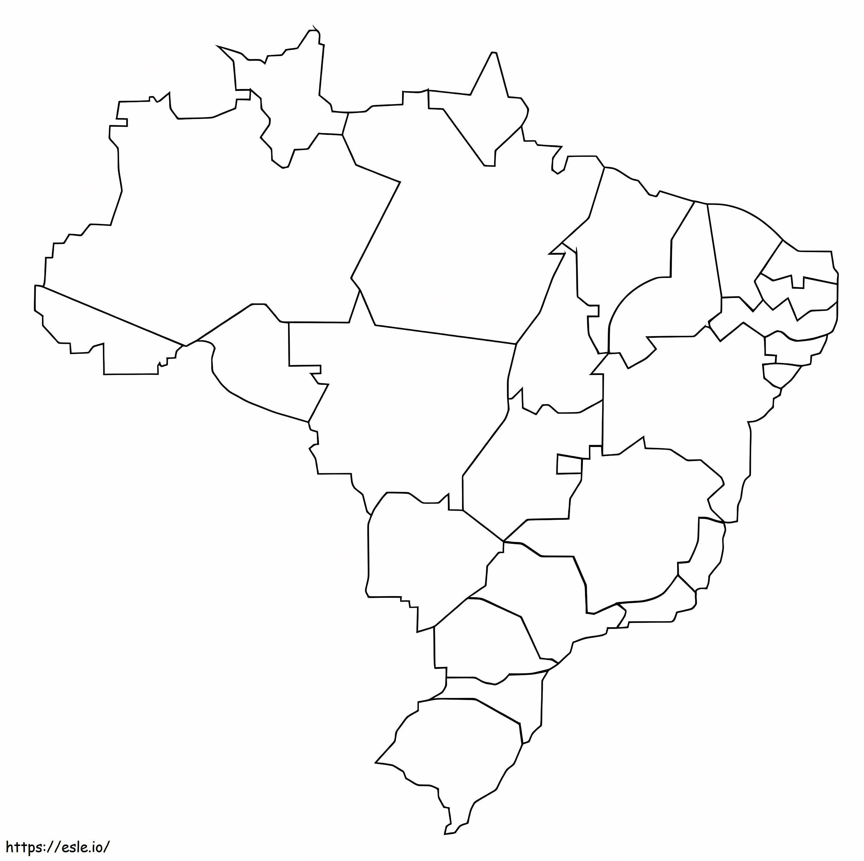 Overzichtskaart van Brazilië met staten kleurplaat kleurplaat