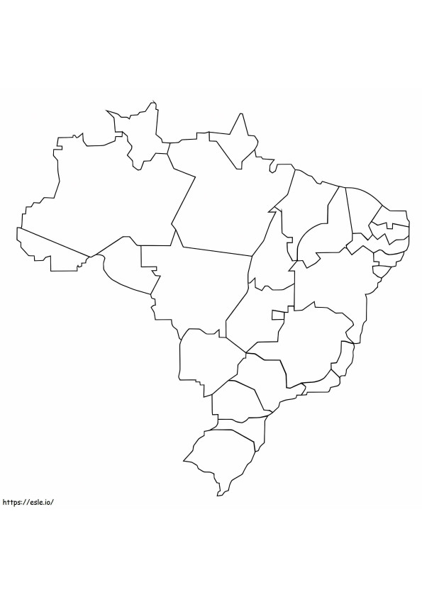 Mapa esquemático de Brasil con estados para colorear