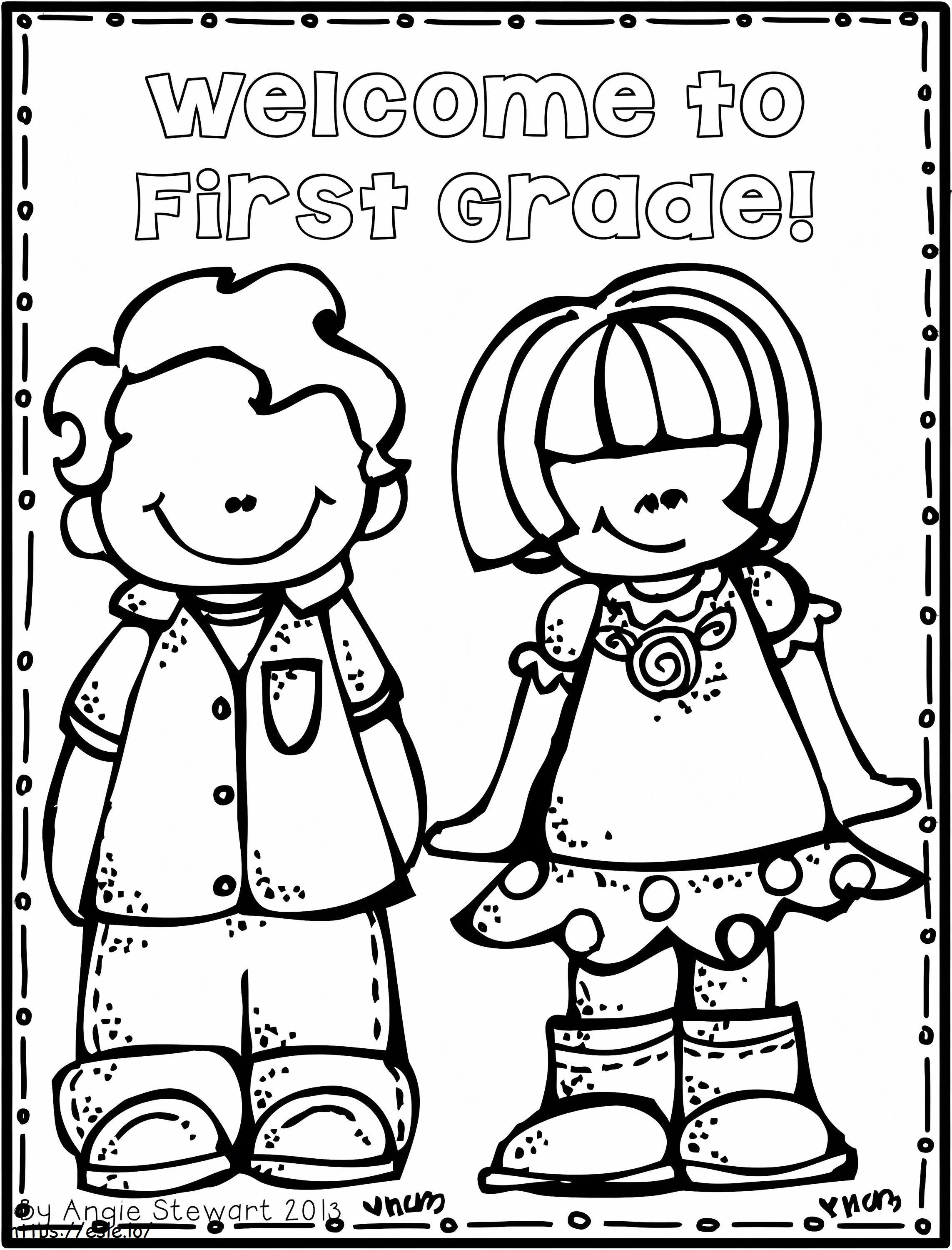Free Printable Welcome To First Grade coloring page