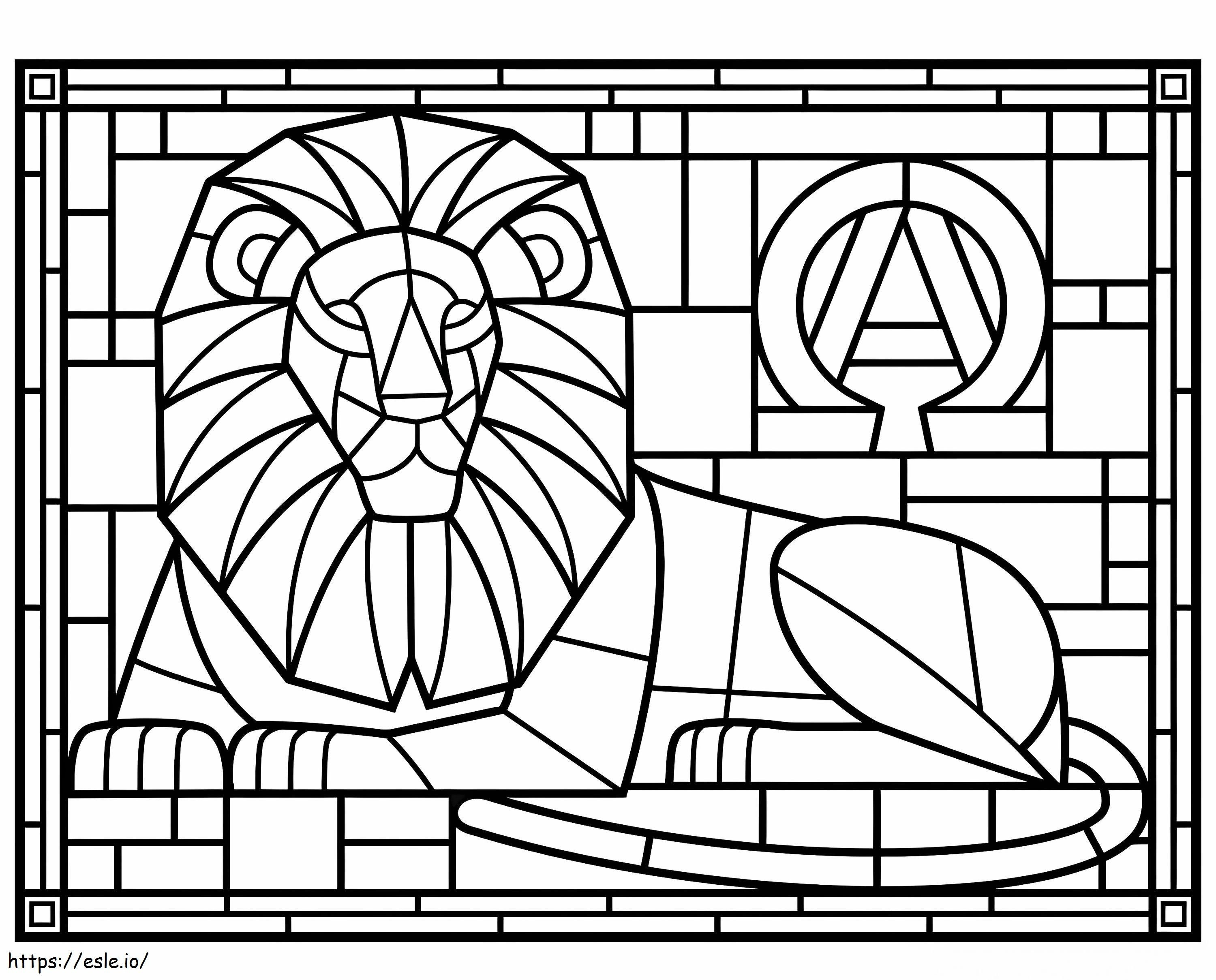 Coloriage Lion en vitrail à imprimer dessin